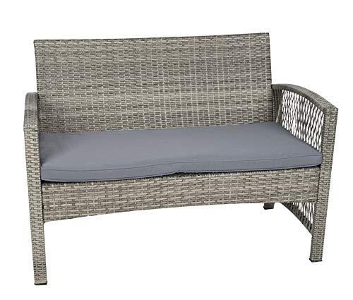 MT MALATEC Polyrattan Gartenmöbel Sitzgruppe Sofa Garnitur Gartenmöbel Gartenset Tisch 11961, Farbe:Grau - 4