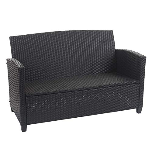 Mendler XXL Poly-Rattan Garnitur HWC-F10, Balkon-/Garten-/Lounge-Set Sitzgruppe, Sofa Sessel mit Kissen Spun Poly – anthrazit - 3