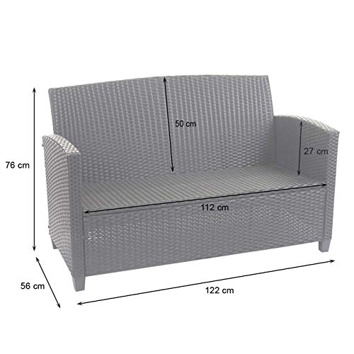 Mendler XXL Poly-Rattan Garnitur HWC-F10, Balkon-/Garten-/Lounge-Set Sitzgruppe, Sofa Sessel mit Kissen Spun Poly – anthrazit - 6