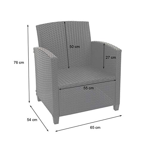 Mendler XXL Poly-Rattan Garnitur HWC-F10, Balkon-/Garten-/Lounge-Set Sitzgruppe, Sofa Sessel mit Kissen Spun Poly – anthrazit - 7