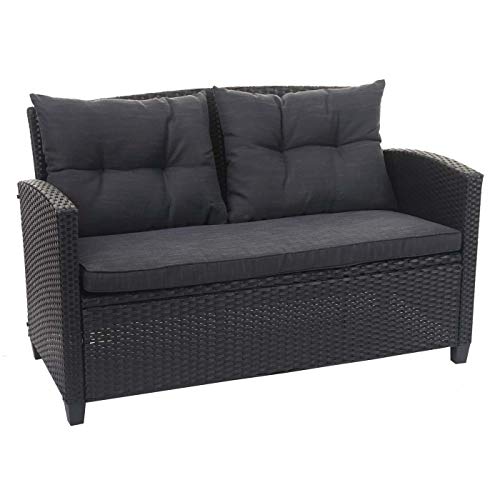 Mendler XXL Poly-Rattan Garnitur HWC-F10, Balkon-/Garten-/Lounge-Set Sitzgruppe, Sofa Sessel mit Kissen Spun Poly – anthrazit - 9