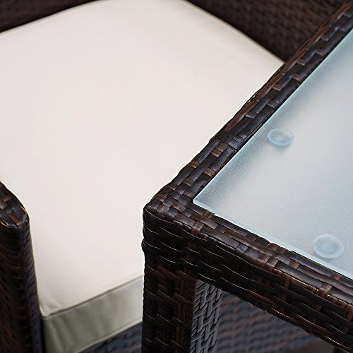 Deuba Poly Rattan Sitzgruppe 8 Stühle Stapelbar 7cm Dicke Auflagen Gartentisch Gartenmöbel Sitzgarnitur Garten Set Braun - 5