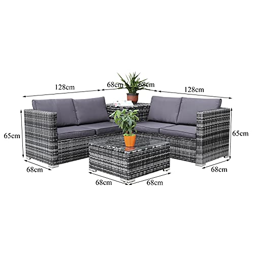 Enjoy Fit Rattan Polyrattan Lounge Sitzgruppe Garnitur Gartenmöbel aus 4 Sitze Sofa, Aufbewahrungsbox für Kissen - 3