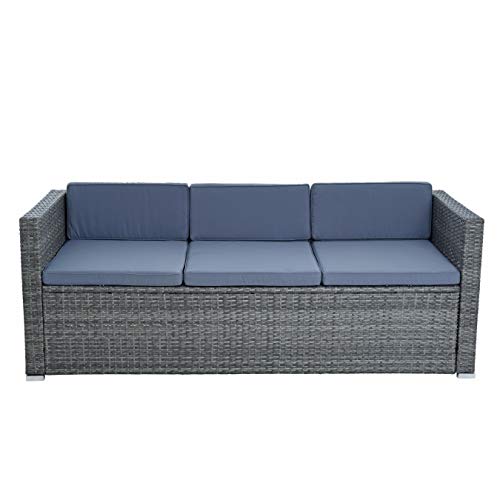 ESTEXO Rattan Lounge Sitzgruppe Polyrattan Gartenmöbel Set Couch 3-Sitzer Rattanmöbel Sofa Set Essgruppe Gartenset Balkon-Set (Anthrazit-Grau) - 6