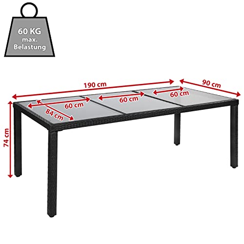 Montafox 17-teilige Polyrattan Garten Essgruppe Terasse Sitzgruppe 8 Personen Gartenmöbel mit Kissen und Bezügen, Farbe:Titan-Schwarz/Kieselstrand - 4