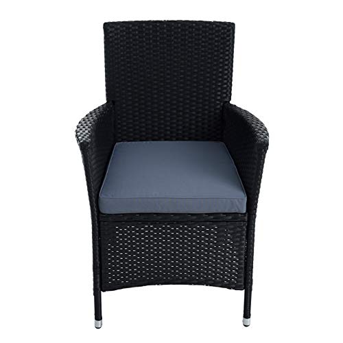 ESTEXO Polyrattan Gartenmöbel Set Sitzgruppe Rattan Gartenset Essgruppe Stuhl Tisch Set Garten Tisch und Stuhl Set 4 Personen Glas Glastisch (Schwarz) - 7