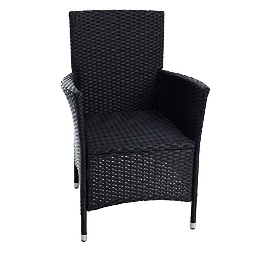 ESTEXO Polyrattan Gartenmöbel Set Sitzgruppe Rattan Gartenset Essgruppe Stuhl Tisch Set Garten Tisch und Stuhl Set 4 Personen Glas Glastisch (Schwarz) - 8