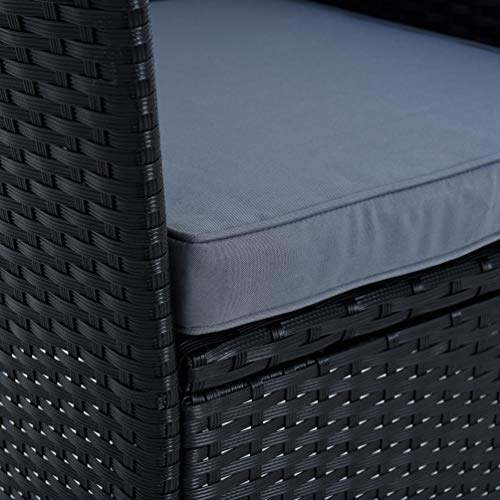 ESTEXO Polyrattan Gartenmöbel Set Sitzgruppe Rattan Gartenset Essgruppe Stuhl Tisch Set Garten Tisch und Stuhl Set 4 Personen Glas Glastisch (Schwarz) - 9