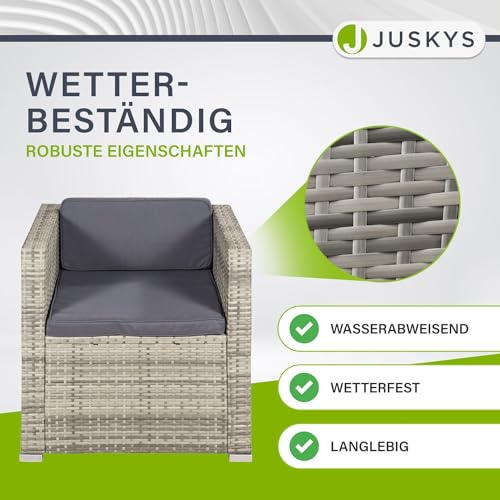 ArtLife Polyrattan Lounge Punta Cana L grau-meliert – Gartenlounge für 4-5 Personen – Gartenmöbel-Set mit Sessel, Sofa, Tisch, Hocker – Bezüge Dunkelgrau - 3