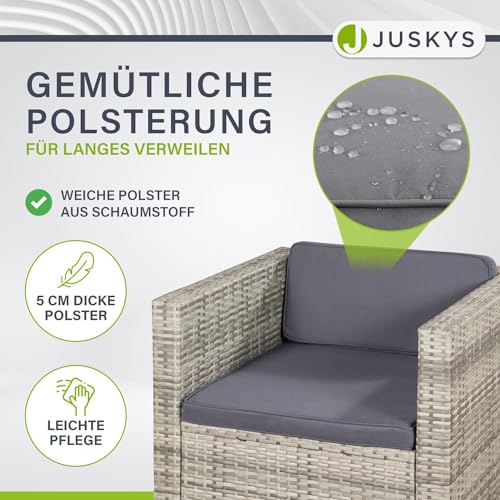 ArtLife Polyrattan Lounge Punta Cana L grau-meliert – Gartenlounge für 4-5 Personen – Gartenmöbel-Set mit Sessel, Sofa, Tisch, Hocker – Bezüge Dunkelgrau - 5