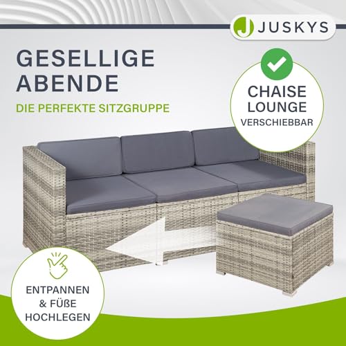 ArtLife Polyrattan Lounge Punta Cana L grau-meliert – Gartenlounge für 4-5 Personen – Gartenmöbel-Set mit Sessel, Sofa, Tisch, Hocker – Bezüge Dunkelgrau - 6