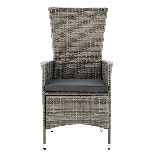 ArtLife Polyrattan Sitzgruppe Rimini Plus 9-teilig grau-meliert | Gartenmöbel Set mit Tisch, 8 Stühlen & Kissen | graue Bezüge | Rattan Balkonmöbel - 7