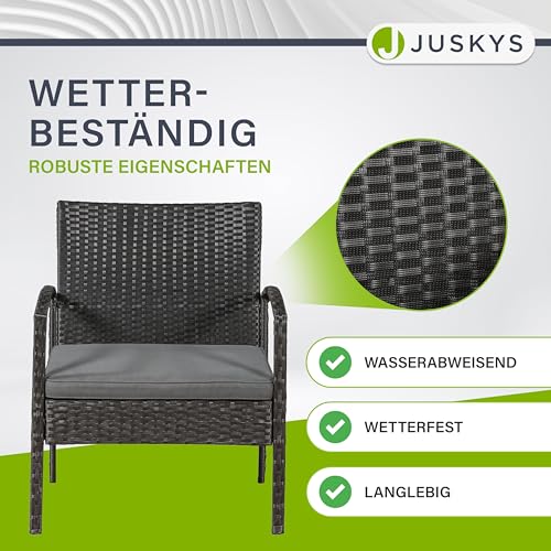 ArtLife Polyrattan Sitzgruppe Trinidad – Gartenmöbel Set mit Bank, Sessel & Tisch für 4 Personen – schwarz mit grauen Bezüge – Terrassenmöbel Balkonmöbel Lounge - 3