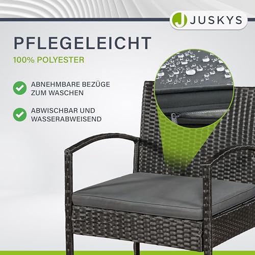 ArtLife Polyrattan Sitzgruppe Trinidad – Gartenmöbel Set mit Bank, Sessel & Tisch für 4 Personen – schwarz mit grauen Bezüge – Terrassenmöbel Balkonmöbel Lounge - 5