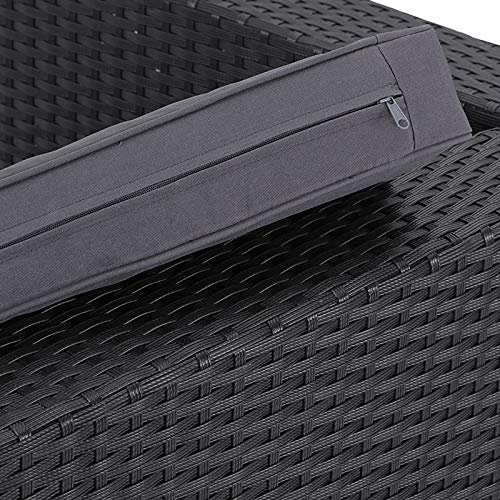Casaria Poly Rattan XXL Lounge Set inkl. 7cm Auflagen und 15cm dicken Kissen Tisch mit Glasplatte frei stellbare Elemente Gartenmöbel Sitzgruppe Schwarz Grau - 4