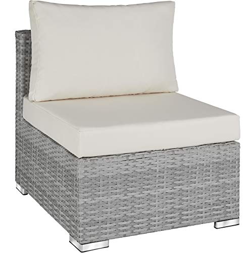 TecTake 800771 Aluminium Poly Rattan Lounge Set, 16-teilig, wetterfest, Garten Sofa mit Sonnendach, Outdoor Sitzgruppe inkl. Kissen und Beistelltisch – Diverse Farben – (Hellgrau | Nr. 403712) - 8