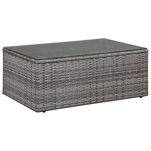 vidaXL Gartensofa 14-TLG. Poly Rattan Grau Lounge Sitzgruppe Sofa Gartenmöbel - 4