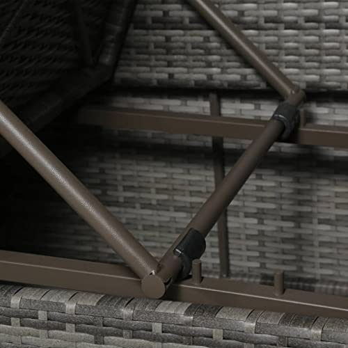 vidaXL Gartensofa 14-TLG. Poly Rattan Grau Lounge Sitzgruppe Sofa Gartenmöbel - 6