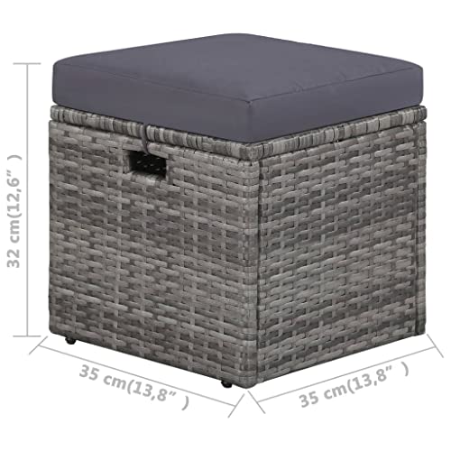 vidaXL Gartensofa 14-TLG. Poly Rattan Grau Lounge Sitzgruppe Sofa Gartenmöbel - 7