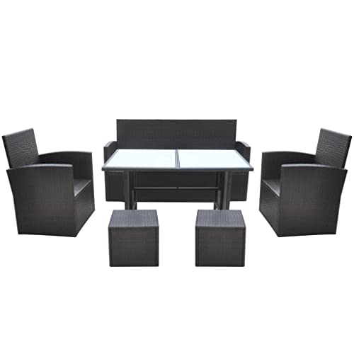 vidaXL Gartenmöbel 6-TLG. Poly Rattan Braun Garten Sitzgruppe Gartengarnitur - 3