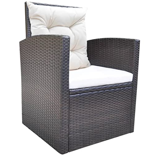vidaXL Gartenmöbel 6-TLG. Poly Rattan Braun Garten Sitzgruppe Gartengarnitur - 6