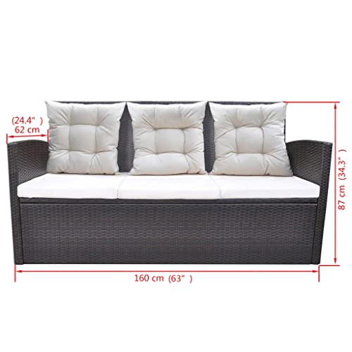 vidaXL Gartenmöbel 6-TLG. Poly Rattan Braun Garten Sitzgruppe Gartengarnitur - 8