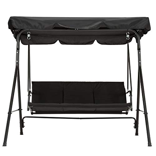M MCombo 3-Sitzer Hollywoodschaukel Gartenschaukel Gartenliege Schaukelbank 8003 (Schwarz) - 2