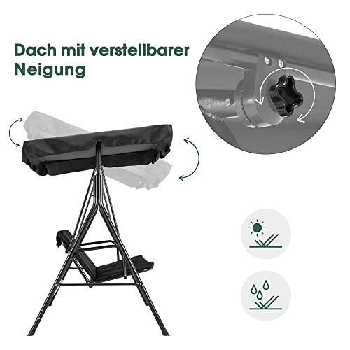 M MCombo 3-Sitzer Hollywoodschaukel Gartenschaukel Gartenliege Schaukelbank 8003 (Schwarz) - 3