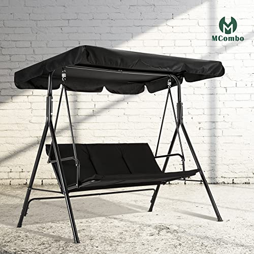 M MCombo 3-Sitzer Hollywoodschaukel Gartenschaukel Gartenliege Schaukelbank 8003 (Schwarz) - 6