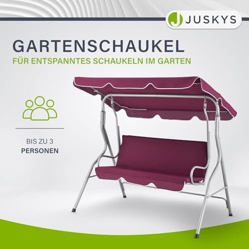 ArtLife Hollywoodschaukel 3-Sitzer mit Dach & Sitzauflage – Gartenschaukel 200 kg belastbar – Schaukelbank für Garten & Terrasse – rot - 2