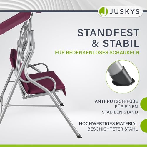 ArtLife Hollywoodschaukel 3-Sitzer mit Dach & Sitzauflage – Gartenschaukel 200 kg belastbar – Schaukelbank für Garten & Terrasse – rot - 5