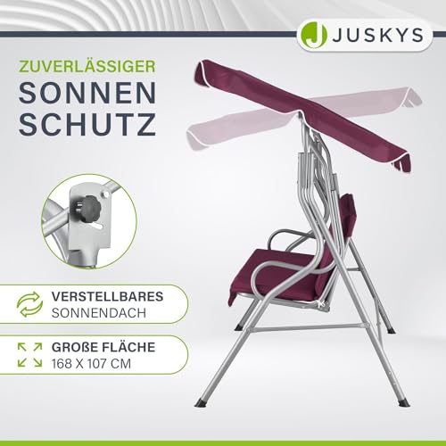 ArtLife Hollywoodschaukel 3-Sitzer mit Dach & Sitzauflage – Gartenschaukel 200 kg belastbar – Schaukelbank für Garten & Terrasse – rot - 6