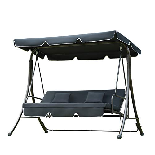 Loywe Hollywoodschaukel Gartenschaukel Moderne Gartenliege Outdoor Schaukelbank mit Liegefunktion 190x135x170cm LW10 Schwarz - 8