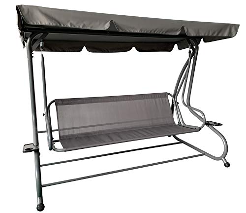 Pure Home & Garden 4-Sitzer XXL Hollywoodschaukel mit Liegefunktion Askim Anthrazit, einfach klappbar, 232 cm - 3