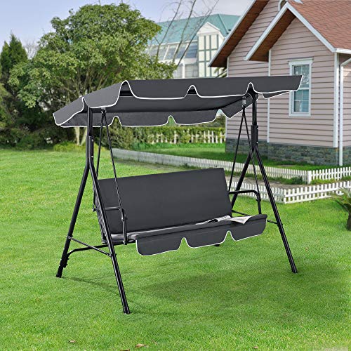 [en.casa] Hollywoodschaukel 172x112x152cm Gartenschaukel 3-Sitzer Gartenliege Schaukel Gartenbank bis 270kg Wasserabweisender Bezug - 7