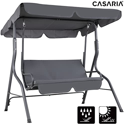 Casaria Hollywoodschaukel Sonnendach Gartenschaukel Schaukelbank Schaukel Garten Indoor Balkon Terrasse anthrazit - 3