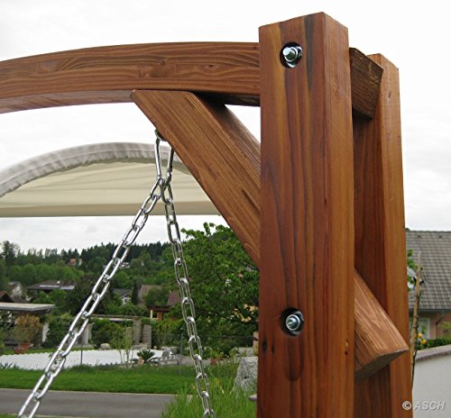 ASS Design Hollywoodschaukel Gartenschaukel MERU aus Holz Lärche inkl. Abdeckung von AS-S, Farbe:Cremeweiss - 9