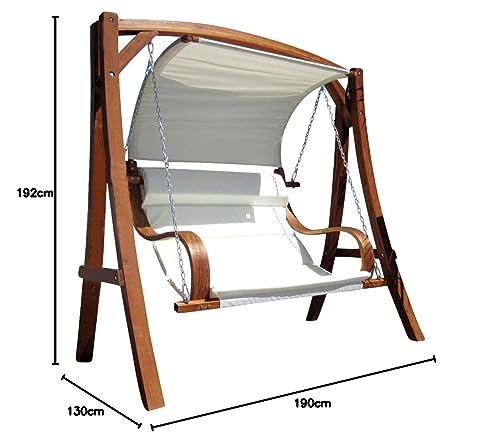 ASS Design Hollywoodschaukel Gartenschaukel MERU aus Holz Lärche inkl. Abdeckung von AS-S, Farbe:Cremeweiss - 10