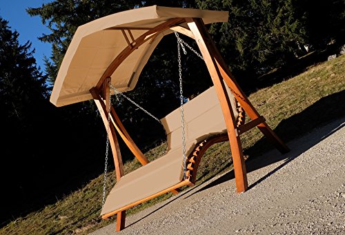 Design Hollywoodliege Doppelliege ‚Aruba‘ aus Holz Lärche mit Dach von AS-S, Farbe:Braun - 2