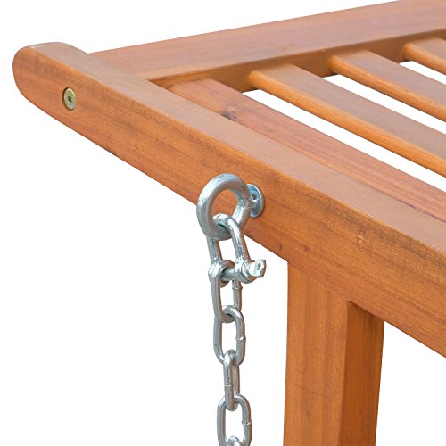 Outsunny Hängebank Gartenschaukel Hollywoodschaukel 2-Sitzer mit Ketten Holz Braun B122 x T61 x H59cm - 8
