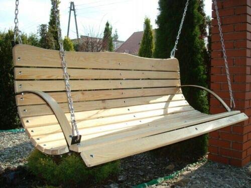 123home24 NEU Holz Hollywoodschaukel Bank Sitz ZUR SCHAUKEL 180 150 120 cm + Kette + KARABINER XXL (180) - 8