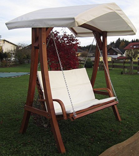 ASS Design Hollywoodschaukel Gartenschaukel Schaukelbank KUREDO mit Dach aus Holz Lärche - 2
