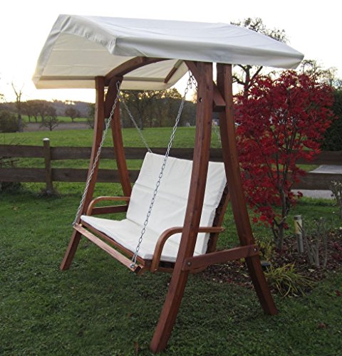 ASS Design Hollywoodschaukel Gartenschaukel Schaukelbank KUREDO mit Dach aus Holz Lärche - 3