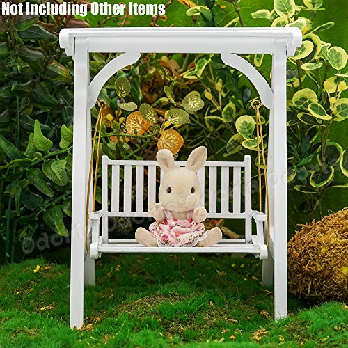 Odoria 1/12 Miniatur Gartenmöbel Hollywoodschaukel Gartenschaukel 2-Sitzer Holz Weiß Für Puppenhaus Möbel Zubehör - 7