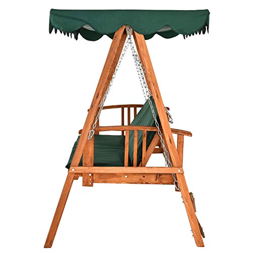 Outsunny® Hollywoodschaukel mit Sonnendach Echtholz-Gartenschaukel Schaukelbank Schaukel mit Liege-Funktion aus Lärchenholz für 3-4 Personen - 7
