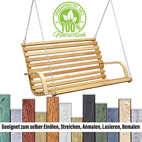 AMANKA Hollywoodschaukel Bank Holzbank Lärchenholz Gartenbank Schwebebank Schaukelbank mit Befestigung - 5