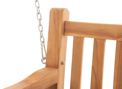 CLP Gartenschaukel Florida Aus Massivem Teakholz I Wetterfeste Holzschaukel Inklusive Befestigungsmaterial I Pflegeleichte Hollywoodschaukel, Farbe:Teak, Größe:120 cm - 4
