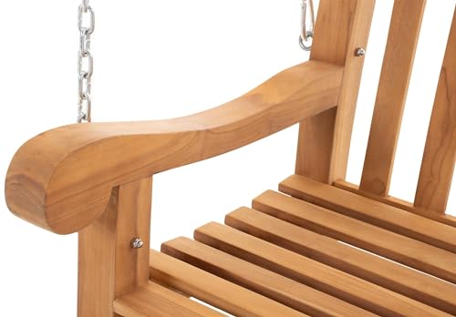 CLP Gartenschaukel Florida Aus Massivem Teakholz I Wetterfeste Holzschaukel Inklusive Befestigungsmaterial I Pflegeleichte Hollywoodschaukel, Farbe:Teak, Größe:120 cm - 5