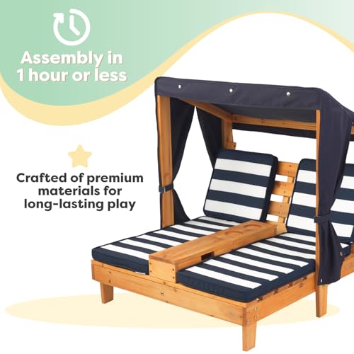 KidKraft 00524 Doppelte Sonnenliege mit Getränkehaltern Doppelliege, Chaiselongue aus Holz, Honigfarben - 5