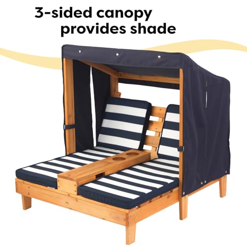 KidKraft 00524 Doppelte Sonnenliege mit Getränkehaltern Doppelliege, Chaiselongue aus Holz, Honigfarben - 6